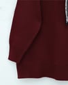 Polo Yaka Fularlı Yırtmaçlı Salaş Triko Tunik  -Bordo-Kazak-295-1299-R04