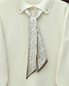 Polo Yaka Fularlı Yırtmaçlı Salaş Triko Tunik  -Krem-Kazak-295-1299-R28