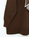 Polo Yaka Fularlı Yırtmaçlı Salaş Triko Tunik  -Kahve-Kazak-295-1299-R15