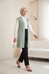 Ponpon Detaylı Ajurlu Triko Yelek -Mint