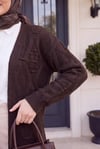 Ponpon Detaylı Araboy Triko Hırka -Koyu Kahverengi