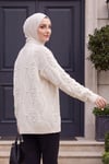 Ponpon Detaylı Araboy Triko Hırka -Taş rengi