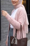 Ponpon Detaylı İnce Triko Hırka -Pudra