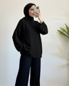 Ponpon Dokulu Salaş Triko Kazak -Siyah-Kazak-385-3505-R01