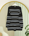 Renkli Çizgili Salaş Triko Tunik  -K. Kahve-Tunik-109-0939-R54