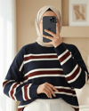 Renkli Çizgili Salaş Triko Tunik -Laci-Tunik-109-0939-R03