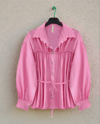 Robadan Büzgülü Beli Bağcıklı Gömlek -Pembe-Gömlek-398-1044-R20