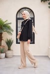 Robadan Fırfırlı Düğmeli Rayon Tunik -Siyah