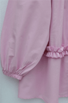 Robadan Lastikli Eteği Fırfırlı Düğmeli Poplin Tunik -Pembe-Tunik-398-11020-R20