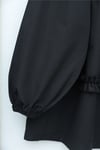 Robadan Lastikli Eteği Fırfırlı Düğmeli Poplin Tunik -Siyah-Tunik-398-11020-R01