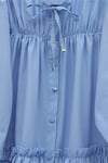 Robadan Lastikli Eteği Fırfırlı Düğmeli Poplin Tunik -Mavi-Tunik-398-11020-R31