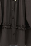 Robadan Lastikli Eteği Fırfırlı Düğmeli Poplin Tunik -K. Kahve-Tunik-398-11020-R54