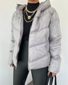 Sabit Kapşonlu Fermuarlı Kışlık Mont -Gri-Şişme Mont-340-0947-R11