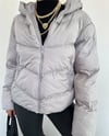 Sabit Kapşonlu Fermuarlı Kışlık Mont -Gri-Şişme Mont-340-0947-R11