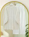 Saç Örgü Desen Yumoş Triko Kazak -Ekru-Kazak-295-4511-R07