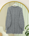 Saç Örgü Desen Yumoş Triko Kazak  -Gri-Kazak-295-4511-R11