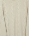 Saç Örgü Desen Yumoş Triko Kazak  -Krem-Kazak-295-4511-R28