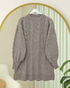 Saç Örgü Desen Yumoş Triko Kazak -Toprak-Kazak-295-4511-R55