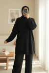 Sakallı Uzun Salaş Triko Tunik -Siyah-Tunik-295-4529-R01