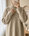 Kazak-Sakallı Uzun Salaş Triko Tunik   -Vizon-295-4529-R23