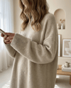 Kazak-Sakallı Uzun Salaş Triko Tunik   -Vizon-295-4529-R23