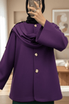 Şal Detaylı Kışlık Keçe Ceket -Mor-Ceket-307-0025-R34
