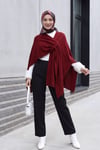 Salaş Kesim Günlük Triko Panço  -Bordo