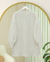 Şerit Ve Ponpon Detaylı Yuvarlak Yaka Yumoş Triko Tunik -Ekru-Kazak-295-4512-R07