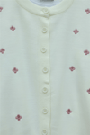 Serpme Çiçek Nakışlı Düğmeli Oversize Triko Hırka -Ekru-Hırka-109-9794-R07