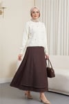 Serpme Çiçek Nakışlı Düğmeli Oversize Triko Hırka -Ekru-Hırka-109-9794-R07