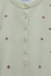Serpme Çiçek Nakışlı Düğmeli Oversize Triko Hırka -Krem-Hırka-109-9794-R28