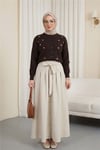 Serpme Çiçek Nakışlı Düğmeli Oversize Triko Hırka -K. Kahve-Hırka-109-9794-R54