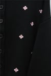 Serpme Çiçek Nakışlı Düğmeli Oversize Triko Hırka -Siyah-Hırka-109-9794-R01
