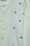 Serpme Çiçek Nakışlı Düğmeli Oversize Triko Hırka -Ekru-Hırka-109-9794-R07