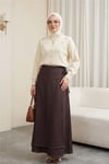 Serpme Çiçek Nakışlı Düğmeli Oversize Triko Hırka -Krem-Hırka-109-9794-R28