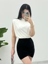 Sıfır Kol Vatkalı Sandy Bluz -Beyaz-Bluz-246-2645-R02
