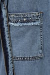 Taş Detaylı Ceket Pantolon Kot Takım -Buz Mavi-Takım-197-2103-R37
