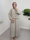 Taş Ve Kurdele Detaylı Etekli Keten Takım -Taş-Takım-307-2290-R43