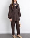 Taşlı Düğmeli Kolu Lastikli Double Pantolonlu Takım  -K. Kahve-Takım-307-0077-R54