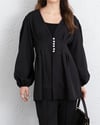 Taşlı Düğmeli Kolu Lastikli Double Pantolonlu Takım  -Siyah-Takım-307-0077-R01