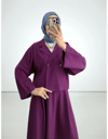Tek Düğmeli Etekli Keçe Takım -Mürdüm-Takım-307-0024-R09