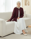 Tek Düğmeli Saçaklı Yumoş Triko Hırka   -Bordo-Hırka-295-4502-R04