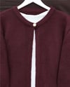 Tek Düğmeli Saçaklı Yumoş Triko Hırka   -Bordo-Hırka-295-4502-R04