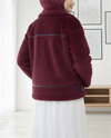 Ters Detay Peluş Lamineli Deri Detaylı Mont -Bordo-Mont-348-2655-R04