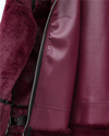 Ters Detay Peluş Lamineli Deri Detaylı Mont -Bordo-Mont-348-2655-R04