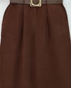 Tokalı Kemerli Beli Katlamalı Bol Paça Modal Krep Pantolon  -Kahve-Pantolon-421-10071-R15