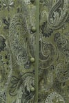 Top Düğme Etnik Desen Etekli Krep Takım -Haki-Takım-349-8077-R05