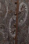Top Düğme Etnik Desen Etekli Krep Takım -Kahve-Takım-349-8077-R15