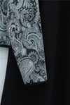Top Düğme Etnik Desen Etekli Krep Takım -Siyah-Takım-349-8077-R01