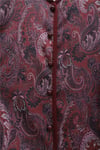 Top Düğme Etnik Desen Etekli Krep Takım -Bordo-Takım-349-8077-R04